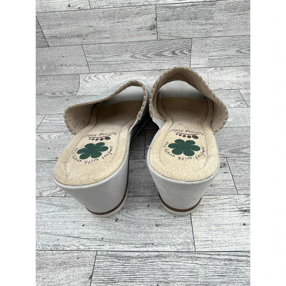 Spring Step Shoes Womens Size 41 Wedge Slide Sandals Laser‎ Cut Sparkle Comfort